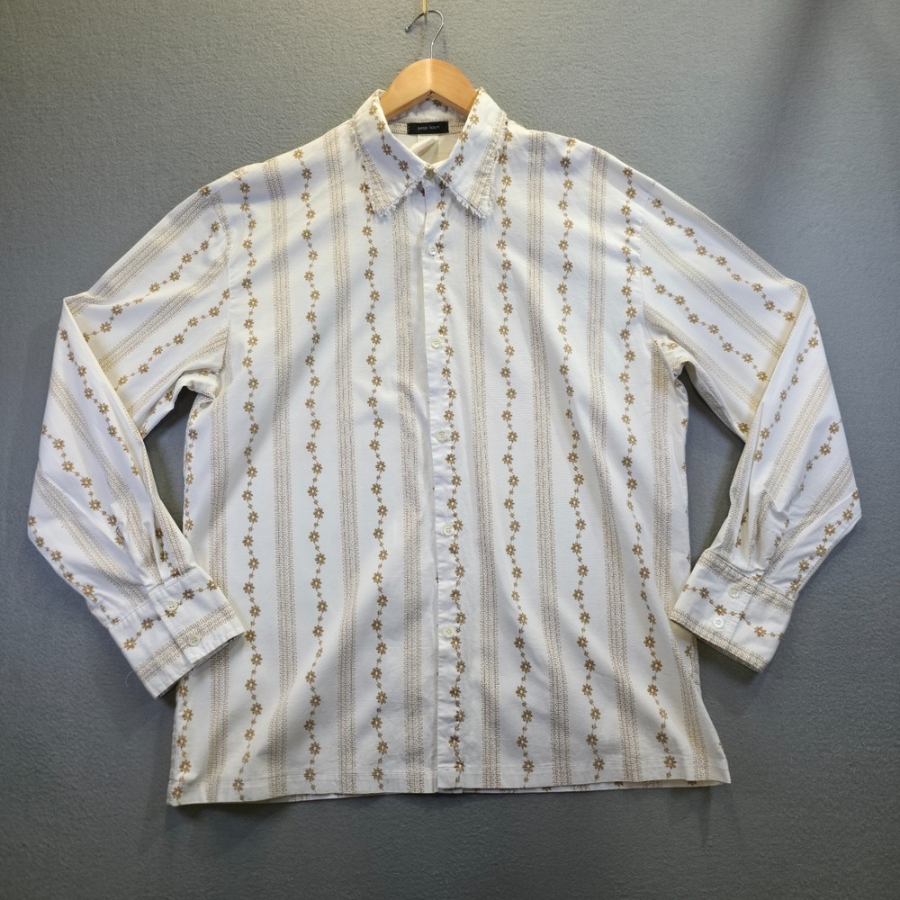Vintage Pop‎ Icon Men's Floral Long Sleeve Button Up Shirt Size XL Made in USA